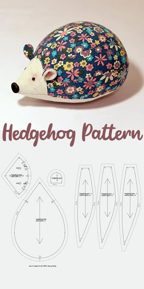 Chicken Sewing Pattern Free, Fabric Hedgehog, Basaar Idees, Dragon Sewing Pattern, Hedgehog Pattern, Material Ideas, Pin Cushions Patterns, Sewing Machine Projects, Cute Sewing Projects