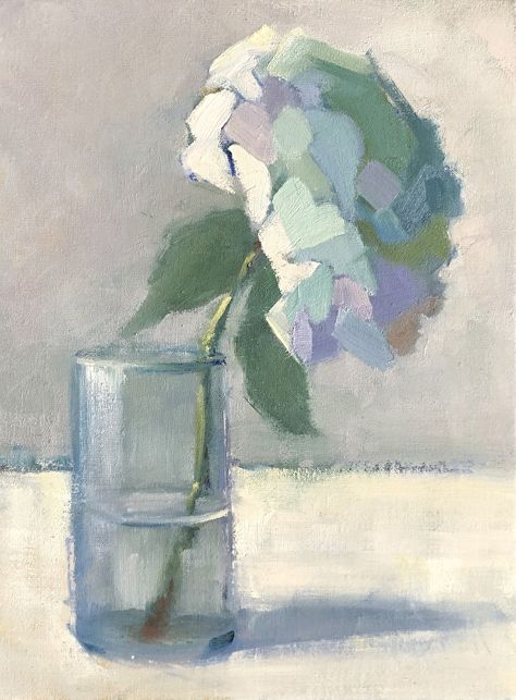 Still Life Hydrangeas Art, Still Life Flowers, Holiday Painting, Abstract Flower Painting, Daily Painting, White Hydrangea, Floral Artwork, Impressionist Art, Still Life Art