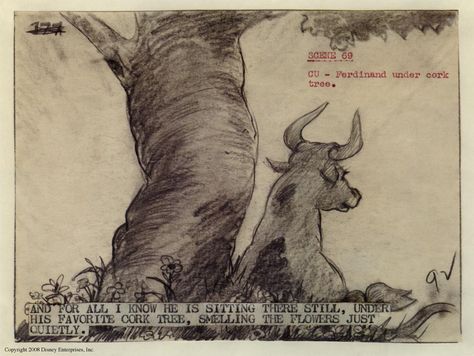 Sketch from the cartoon Ferdinand by Disney. Love this!! Ferdinand Horvath, Ferdinand The Bull Tattoo, The Bull Tattoo, Grad Quote Ideas, Bull Tattoo Ideas, Bull Quotes, Ferdinand The Bull, Ferdinand The Bulls, Bull Images