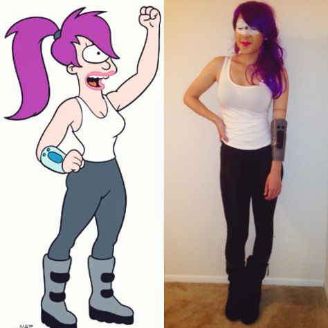 leela from Futurama DIY costume Leela Futurama Costume Diy, Leela Costume, Leela Futurama, Animated Movie Characters, Closet Cosplay, Descendants 2, Awesome Cosplay, Costume Inspo, Diy Costume