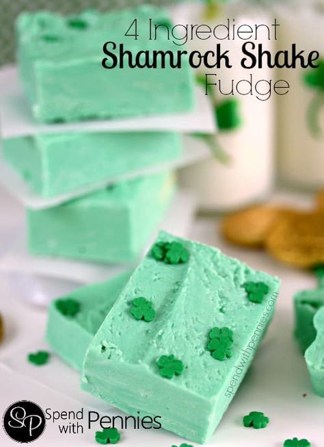 Shamrock Shake Recipe, Strawberry Fudge, Oh Fudge, Shamrock Shake, Diy Easy Recipes, St Patricks Day Food, Spend With Pennies, Homemade Fudge, Fudge Easy