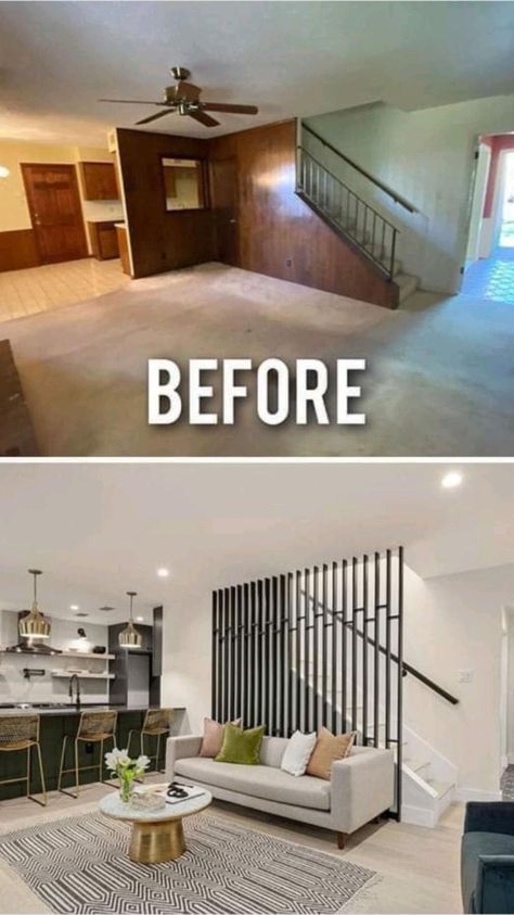 Before And After Home Interior, House Makeovers, Hus Inspiration, After Pictures, Before And After Pictures, Decor Minimalist, Basement Remodeling, Open Floor, Open Floor Plan