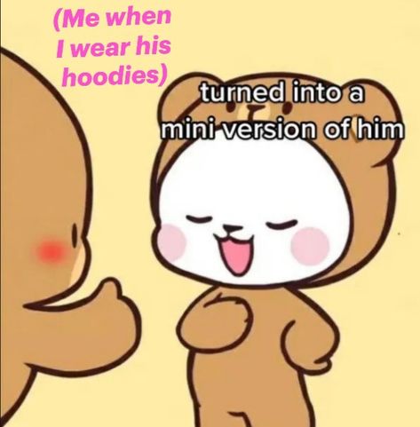 His Hoodie, Hyperpop Wallpaper, Milk & Mocha, Cute Bear Drawings, Relatable Crush Posts, I Love My Girlfriend, Cute Love Cartoons, Funny Drawings, Love My Boyfriend