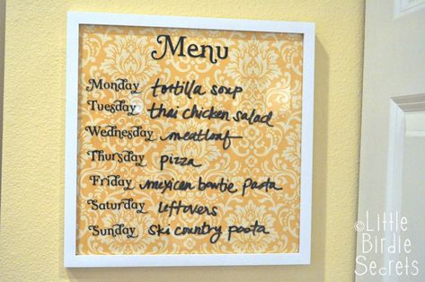 diy dry erase board Weekly Menu Boards, Happiness Is Homemade, Home Design Diy, Diy Simple, Menu Board, Weekly Menu, Menu Planning, Dry Erase Board, The Menu