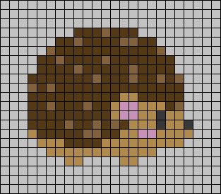 Alpha pattern #78992 | BraceletBook Hedgehog Pixel Art, Aesthetic Keychain, Crochet Woodland, Chicken Cross Stitch, Bracelet Book, Hedge Hog, Vsco Aesthetic, Beads Designs, Pixel Art Characters