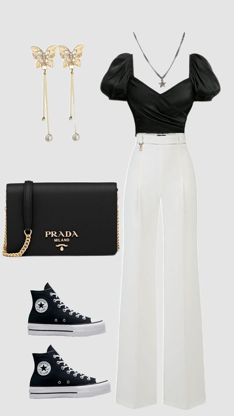 #pradaoutfits #oufits #blackandwhite #oufitaesthetic #oufitinspo #oufitideas #oufit #casual #aesthetic #prada #black Prada Outfits Women, Korean Outfits Aesthetic, Aesthetic Prada, Prada Outfits, Prada Fashion, Fashion Capsule Wardrobe, Korean Fashion Dress, Classy Work Outfits, Fashion Capsule