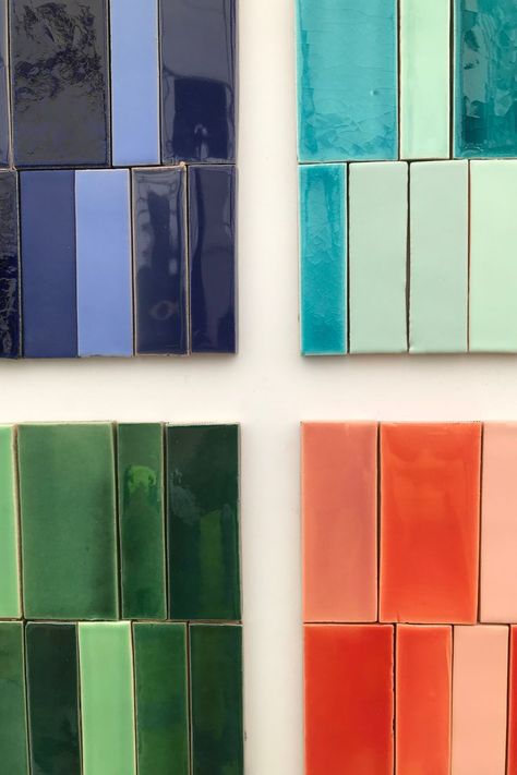 Tile Color Palette, New Terracotta, Ceramic Tile Colors, Colour Architecture, Art Studio Room, Colour Story, Colourful Tile, Room Color Schemes, Vintage Tile