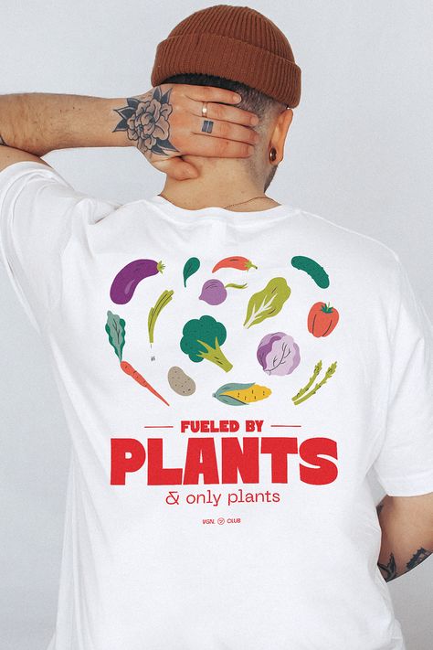 Vegan T-shirt, Cute Vegetables, Vegetables Garden, Urban Shirt, Painting References, Album Art Design, Vegan Brands, Vegan Shirt, Club T Shirt