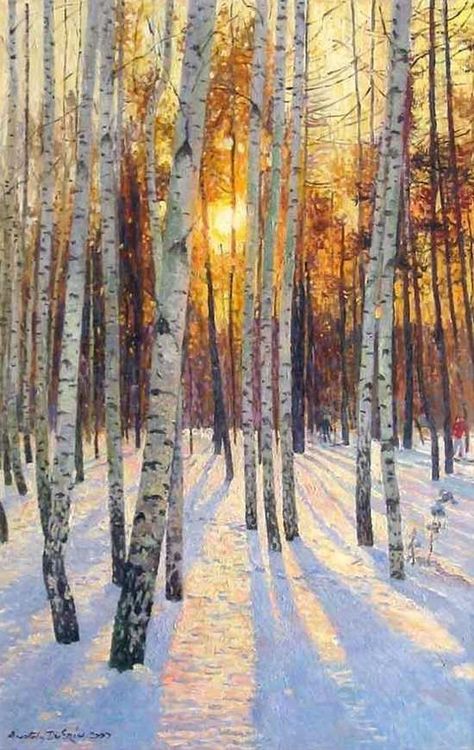 15 Beautiful Nature Paintings 자작나무 그림, Painting Of Trees, Birch Grove, Soyut Sanat Tabloları, 수채화 그림, Drawing Tutorials, Nature Paintings, Winter Landscape, Tree Art