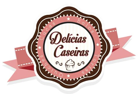 Delícias Caseiras – Delícias Caseiras: Bolos, Doces e Salgados – Pedidos: 11 2884-7682 Logo Color Inspiration, Food Label Sticker, Cap Cake, Baking Logo, Bakery Kitchen, Baking Packaging, Cover Pics For Facebook, Cake Logo Design, Menu Design Template