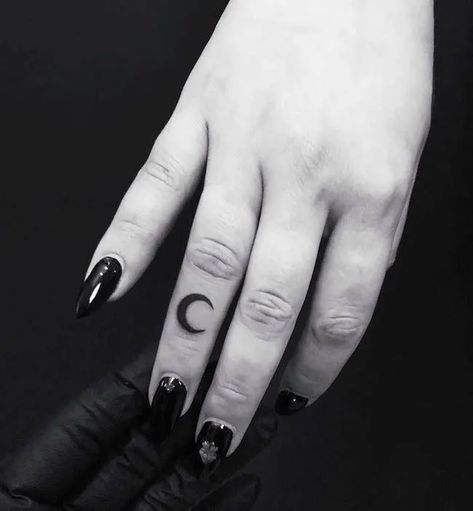 Finger Tattoos With Meaning, Finger Tattoo Meaning, Moon Finger Tattoo, Inner Finger Tattoo, Middle Finger Tattoos, Finger Tattoos For Couples, Thumb Tattoos, Our Mindful Life, Small Finger Tattoos