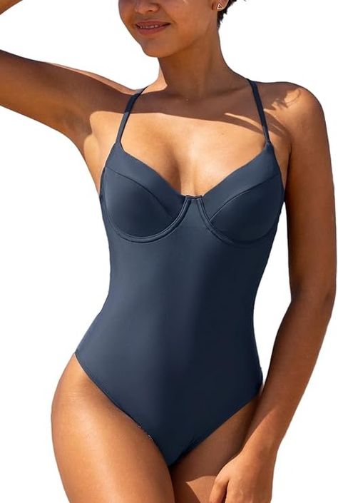 Amazon.com: CUPSHE Women Swimsuit One Piece Push Up Sweetheart Neck Cross High Cut Bathing Suit, M Dark Blue : Clothing, Shoes & Jewelry Fitted Seamless Push-up Swimwear, Push-up Lined Body Swimwear For Beachwear, Blue Push-up Swimwear For Beachwear, Blue One-piece Swimwear With Crisscross Straps, Blue One-piece Beachwear Swimwear, High Cut, Sweetheart Neck, Push Up, Women Swimsuits