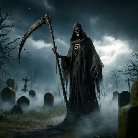 "Whispers of the graveyard and shadows of the past 🌫️⚰️ Embrace the silence and the echoes of eternity." --- #darkfantasyaesthetic #grimreaper #cemeteryshadows #gothicart #eternalsilence #hauntingbeauty #moodyatmosphere #gothicfantasy #deathanddestiny #mysticgraveyard #darkartwork #forebodingvibes #graveyardtales #macabreaesthetic #mysticalrealm #artofinstagram #gothicmood #darkrealm #eeriemystery #mysticmist #hauntedgrounds #etherealshadows #grimbeauty #darkmystery Reaper Wallpaper, Reaper Art, Haunted Graveyard, Grim Reaper Art, Dark Artwork, Biker Art, Spirit World, The Grim, Gothic Art