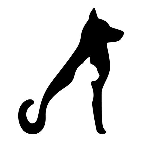 cachorro e gato Preto perfil silhueta. animais de estimação sentar junto, lado Visão isolado em branco fundo. Projeto para veterinário clínica, comprar, animal negócios. vetor ilustração