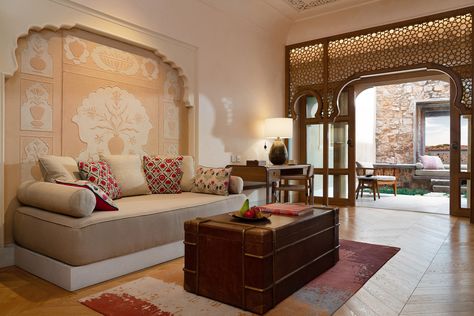 Six Senses Rajasthan resort is an enclosed private sanctuary of suites that incorporates sophistication and grandeur. Escape to a royal palace of well-being. Six Senses, Indian Home Design, Old Fort, Indian Architecture, Indian Home, Luxury Property, Home Ideas, Bedroom Design, Room Design