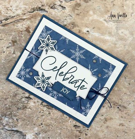 Stampin' Up! Iconic Imagery Celebrate Joy Card - Ann Verillo, StampWithAnn.com Stamping Techniques Card Tutorials, Joy Cards, Designer Series Paper, Merry Christmas Card, Stamping Techniques, Fun Fold Cards, Card Tutorials, Card Kit, Christmas Cards Handmade