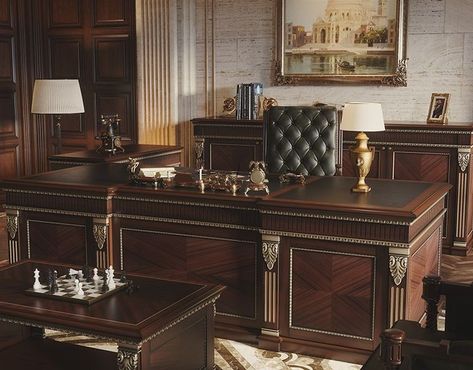 Modern Desk Office, Lawyer Desk, Lawyer Office Design, Classic Office Design, Executive Desk Set, Law Office Design, Executive Office Design, Luxury Office Furniture, Office Desk Set