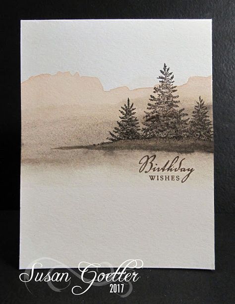 Susan Goetter: CAS Watercolor and CAS Mix Up Challenges Watercolor Birthday Cards, Nature Card, Tree Stamp, Masculine Birthday Cards, Birthday Cards For Men, Tree Cards, Watercolor Trees, Stamping Up Cards, Male Cards