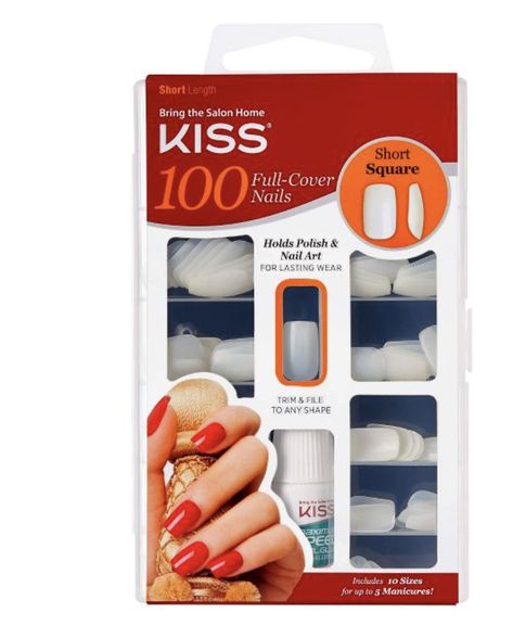 Kiss Nails Kit, Nail Polish Dry Faster, Bobby Car, Plain Nails, Kiss Nails, Red Acrylic Nails, Short Square Nails, Manicure Kit, Nail Art Kit