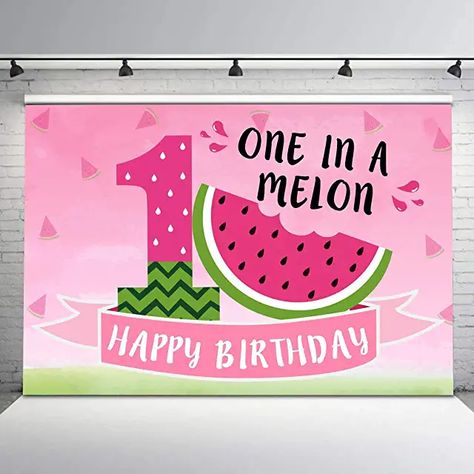 First Birthday Photography, Watermelon Birthday Parties, Video Backdrops, Backdrops Kids, Pop Up Banner, Watermelon Party, Watermelon Birthday, First Birthday Decorations, One In A Melon