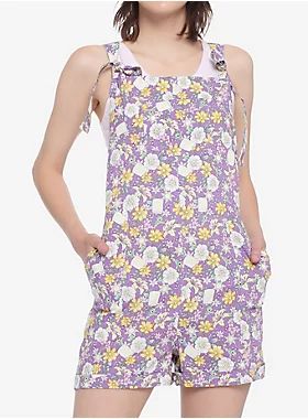 Ready for the best day ever? Throw on these soft, purple linen shortalls and go! From Tangled , they have an allover print of Pascal, Corona Kingdom suns and flowers, including the Sundrop Flower. Adjustable tie straps, bib pocket, hip pockets and cuffed leg openings. 55% linen; 45% rayon Wash cold; line dry Imported Listed in junior sizes Model wears size Medium Disney Princess Tangled, Princess Tangled, Disney Pants, Disney Clothes, Disney Tangled, Xl Girls, Disney Shirts, Boyfriend Fit, Summer Wear