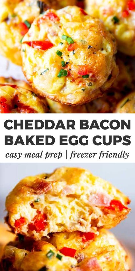 Egg Cup Meal Prep, Low Carb Make Ahead Breakfast To Freeze, Egg Bake Freezer Meal, Breakfast Egg Cups Make Ahead, Bacon And Egg Breakfast Cups, Egg Cups Breakfast Healthy, Freezable Breakfast, Baked Egg Cups, Egg Cups Recipe