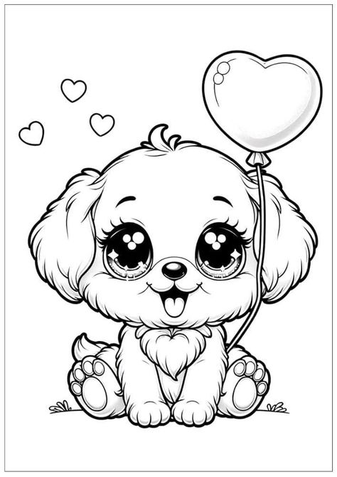 Free Printable Dog Coloring Pages, Cute Drawings Coloring, Colouring Pages Cute, Transformers Coloring, Cute Animals Coloring Pages, Kawaii Dragon, Coloring Pages Cute, Easy Disney Drawings, Baby Coloring Pages