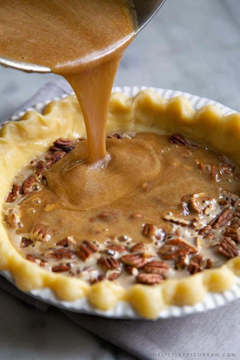 Brown Butter Pecan Pie - The Little Epicurean Pecan Pie Without Corn Syrup, Healthy Pie Crust, Brown Butter Pecan Pie, Healthy Pecan Pie, Paleo Pecan Pie, Butter Pecan Pie, Homemade Pecan Pie, Healthy Pies, Southern Pecan Pie