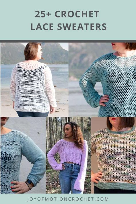 25+ Crochet Lace Sweaters Top Down Crochet Sweater, Lace Sweater Crochet, Crochet Lace Sweater, Sweater Crochet Patterns, Lace Sweater Pattern, Crochet Pullover Pattern, Crochet Sweater Vest, Sweater Vest Jacket, Crochet Pieces