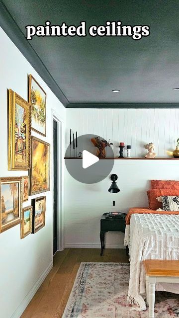 Paula Truscott + Martin Loorits on Instagram: "PAINTED CEILINGS 🤌 YAY OR NAY?  clearly we're here for the painted ceiling trend 👌 we've got three rooms with a painted "fifth wall"... one of us wants another while the other one does NOT wanna paint another ceiling 😅  admittedly they're a bit more difficult than painting a wall but the pay-off is so worth it 😍  i love how they just blanket the room in colour, especially if the walls are white 🌈 and I also love them in a colour drenched room – when everything is the same colour it just feels so warm and cosy ☺️   would you go bold on your ceiling? 🤔   ~  #paintedceiling  #colourdrenching  #mycolourfulinterior  #rainbowhomemonthly  #eclecticinteriors"