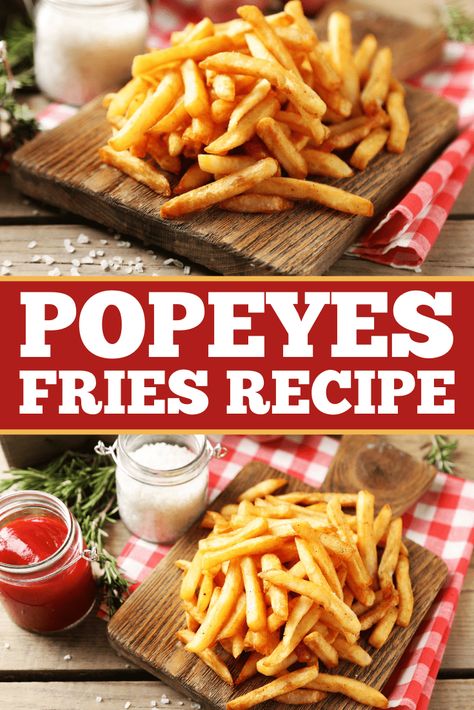 Make Popeyes French Fries in your very own kitchen! This copycat recipe is crispy, perfectly seasoned, and downright addicting. Copycat French Fries, Popeyes French Fries Recipe, Battered French Fries, Popeyes Fries, French Fry Seasoning, Copycat Food, Fries Recipes, Seasoned Fries, Popeyes Chicken