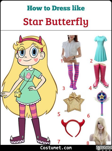 Star Butterfly Costume, Princess Tv, Star Butterfly Outfits, Maxi Dress Summer Casual, Evil Costume, Mint Midi Dress, Butterfly Halloween Costume, Blonde Princess, Horns Headband