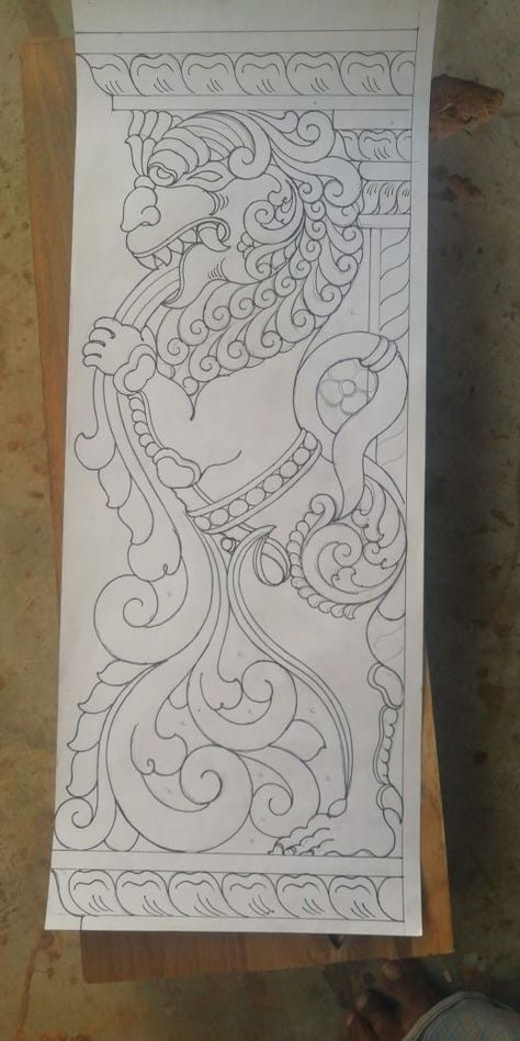 Thiruvachi Drawing, Thiruvachi Design, Yazhi Drawing, Prabhavali Design Sketch, Gopuram Drawing, Yazhi Design Drawing, Tanjore Painting Sketches, Motif Vector, Temple Drawing