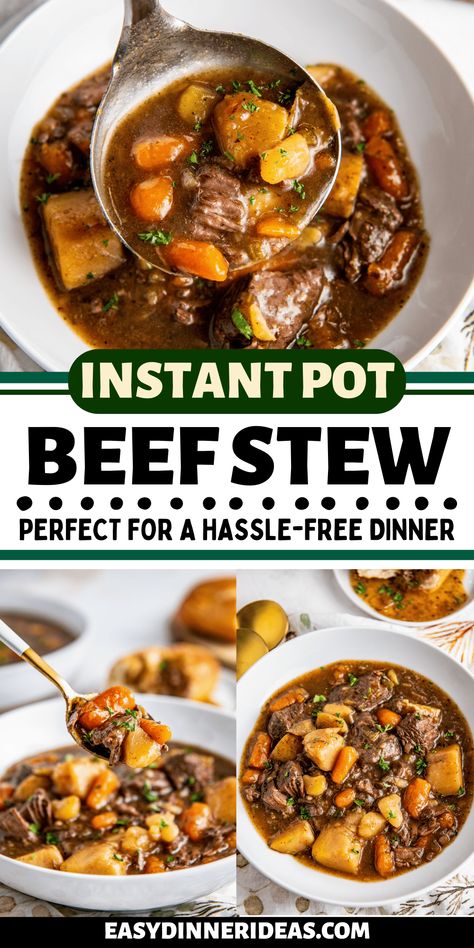 Our Instant Pot Beef Stew is the easiest, most satisfying stew you'll make! It's loaded with tender beef and hearty carrots and potatoes that are folded into a savory broth richly flavored with red wine. Plus, it's ready in minutes so you can have a comforting dinner on the table fast. Homemade Beef Stew Recipes, Instant Pot Beef Stew Recipe, Instant Pot Stew, Instant Pot Beef Stew, Comforting Dinner, Hearty Beef Stew, Pot Beef Stew, Slow Cooker Beef Stew, Instant Pot Soup