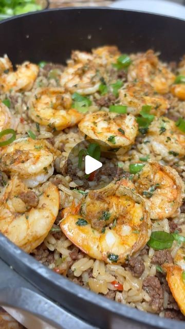 ᴛ ʏ ɴ ɪ ᴋ ᴀ • ʀ ᴏ s ʜ ᴜ ɴ | My plating was not my best but I was hungry but it’s okay though . Now let’s get into this dirty rice recipe . It was everything I needed... | Instagram Sausage Shrimp Rice, Dirty Rice With Shrimp, Dirty Rice With Sausage And Shrimp, Shrimp And Brown Rice, Seafood Dirty Rice, Spicy Shrimp Over Rice, Spicy Rice Recipe, Garlic Broth, Pan Sausage