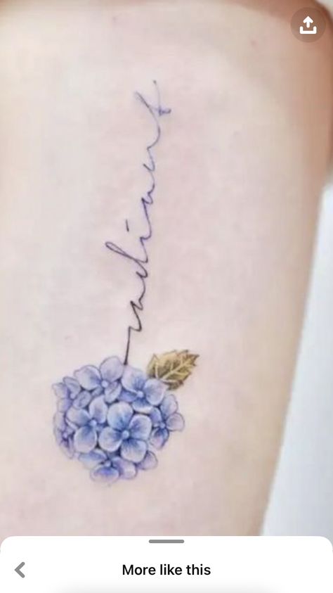 Blue Hydrangea Tattoo, Hydrangea Tattoo, Balance Tattoo, Flower Wrist Tattoos, Koi Tattoo, Simple Tattoo Designs, Tattoo For Son, Blue Hydrangeas, Simple Tattoo