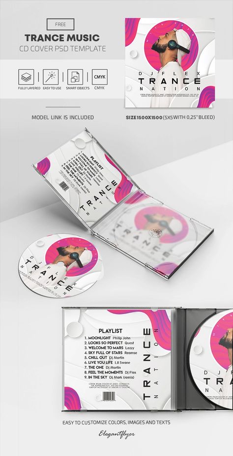 Trance Music – Free PSD CD Cover Template Cd Template, Album Cover Template, Cd Cover Template, Cd Album Covers, Cd Cover Design, Cd Design, Cover Templates, Trance Music, Dvd Covers