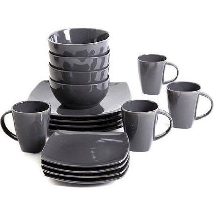 Gibson Home Soho Lounge Square 16-piece Dinnerware Set, Microwave and Dishwasher Safe, Gray Dinnerware Sets Walmart, Soho Lounge, Grey Dinnerware, Grey Plates, Square Dinnerware Set, Stoneware Dinnerware Sets, Stoneware Dinnerware, Cool Kitchen Gadgets, Kitchen Equipment