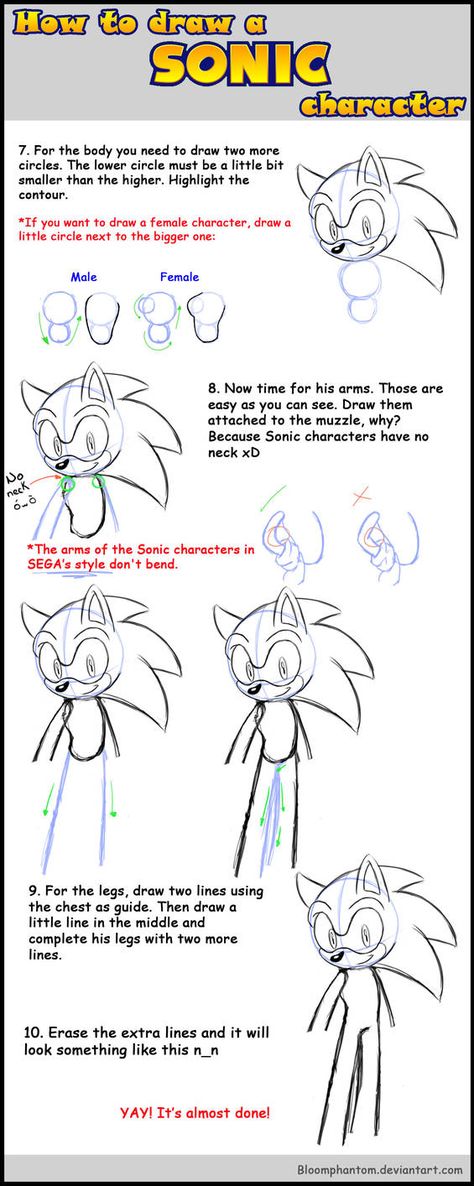 2. How to draw a Sonic chara by BloomPhantom How To Draw Sonic Hands, Sonic Hands, Sonic Tutorial, Sonic Bases, Drawing Sonic, Sonic Drawing, Draw Sonic, How To Draw Sonic, Base Anime