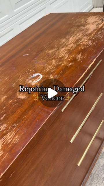 How To Fix Veneer On Furniture, Refinishing Veneer Furniture, Veneer Furniture Makeover, Scratches On Wood Furniture, Repair Scratched Wood, Carbide Scraper, Restore Wood, Scratched Wood, Epoxy Putty