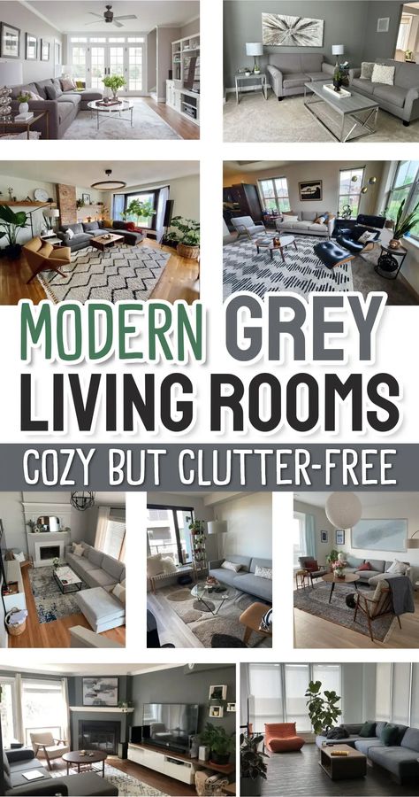 Grey living room ideas - modern grey living rooms cozy but clutter-free Cosy Grey Living Room, Grey Living Rooms, Dark Grey Sofa Living Room, Cozy Grey Living Room, Grey Family Rooms, Grey Living Room Ideas, Dark Grey Living Room, Modern Grey Living Room, Grey Walls Living Room