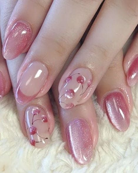 Glamrdip Colours, Glitz And Glam Nails, Korean Almond Nails, Baby Pink Nails Design, Korean Nail Designs, Sparkle Nail Designs, Nailart Ideas, Korean Nail, Baby Pink Nails