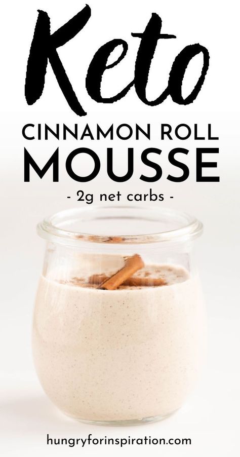 You've got a craving for cinnamon rolls but you're on keto and you also don't want to go through the hassle of making them? The keto "cinnamon roll" mousse could be just the right thing for you! It's incredibly quick to make, super easy and only has 2.0g net carbs per serving, which makes it absolutely perfect for the ketogenic diet or low carb diet! Cinnamon Dessert Recipes, Keto Fall Recipes, Keto Mousse, Keto Cinnamon Roll, Quick Keto Dessert, Keto Cheesecakes, Desserts In A Jar, Keto Easy Recipes, Cinnamon Roll Cheesecake