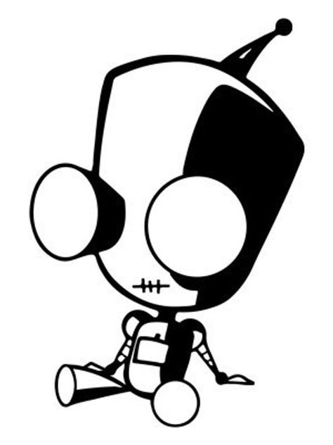 Gir from Invader Zim Decal - laptop sticker: Laptop sized Movie Ideas For Kids, Kids Movie Night, Kids Movie, Movie Ideas, Trippy Drawings, Black And White Stickers, Graffiti Characters, Tattoo Art Drawings, Graffiti Drawing