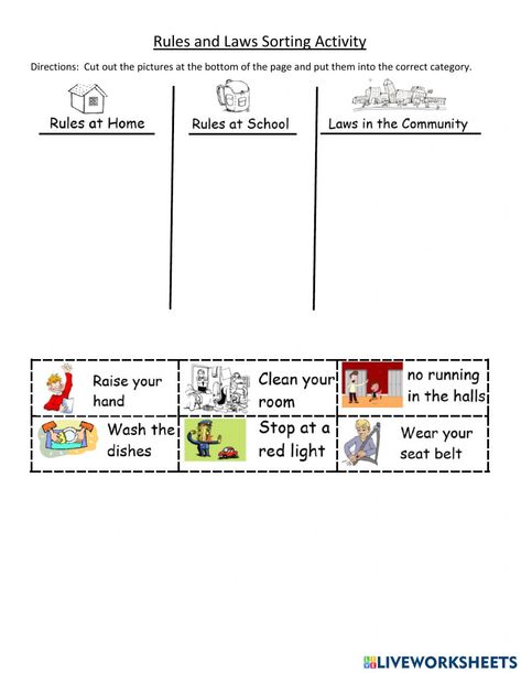 Rules And Laws, American Heritage Girls, Activity Worksheet, First Grade Worksheets, Social Studies Worksheets, Social Studies Elementary, Christian Education, Art Therapy Activities, 1st Grade Worksheets