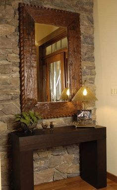 Stone Wall Interior Design, Kitchen Exterior, Vstupná Hala, Stone Walls Interior, Kitchen Closet, Floating Shelf Decor, Rustic Entryway, Exterior Decoration, Kitchen Wood