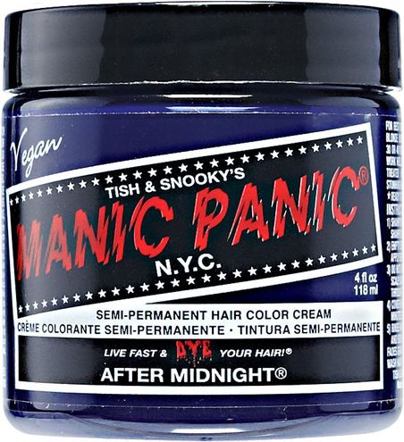 Blue Hues   - Tip Tuesday: The Most Popular At-Home Options For Hair Color Midnight Blue Hair Dye, Manic Panic Virgin Snow, Manic Panic Voodoo Blue, Manic Panic Pink, Punky Hair, Manic Panic Hair Color, Cream Hair Color, Midnight Blue Hair, Manic Panic Hair