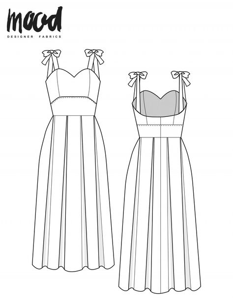 The Oleander Dress - Free Sewing Pattern - Mood Sewciety Mock Neck Dress Sewing Pattern, Free Serger Sewing Projects, Mood Fabrics Dress, Mood Sewciety Free Patterns Dress, Vintage Dress Sewing Pattern, Diy Chiffon Dress, Dress Bodice Pattern Free, Fashion Sewing Pattern Free Dress, Summer Dress Diy Pattern