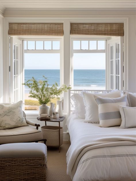 Bedroom Ideas Coastal, Bedroom Coastal Style, Beach Cottage Bedroom, Blue And White Bedroom, Coastal Bedroom Furniture, Light Blue Bedroom, Small Beach Houses, Cozy Bedroom Ideas, Beach Spa