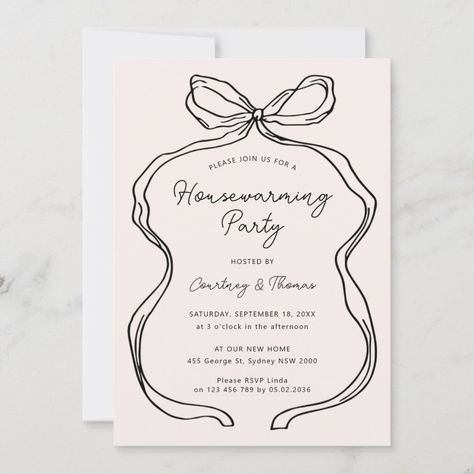 Designed to coordinate with our Hand Drawn Ribbon Border, this housewarming party invitation features the popular and chic ribbon border with hand scribble font. If you want to catch your guest's attention with this unique design, this suite is perfect for you. For more advanced customization of this design, e.g. changing layout, font or text size please click the "CUSTOMIZE" button above. Please contact me for any questions! Housewarming Party Aesthetic, Housewarming Party Ideas, How To Draw Ribbon, Start Own Business, Housewarming Invitation, House Warming Party, Housewarming Party Invitations, House Warming Invitations, Housewarming Party